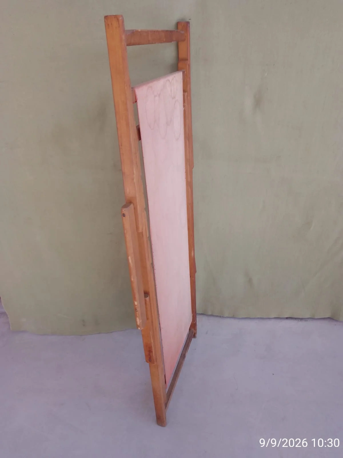Reposera plegable de madera y tela naranja — foto 6