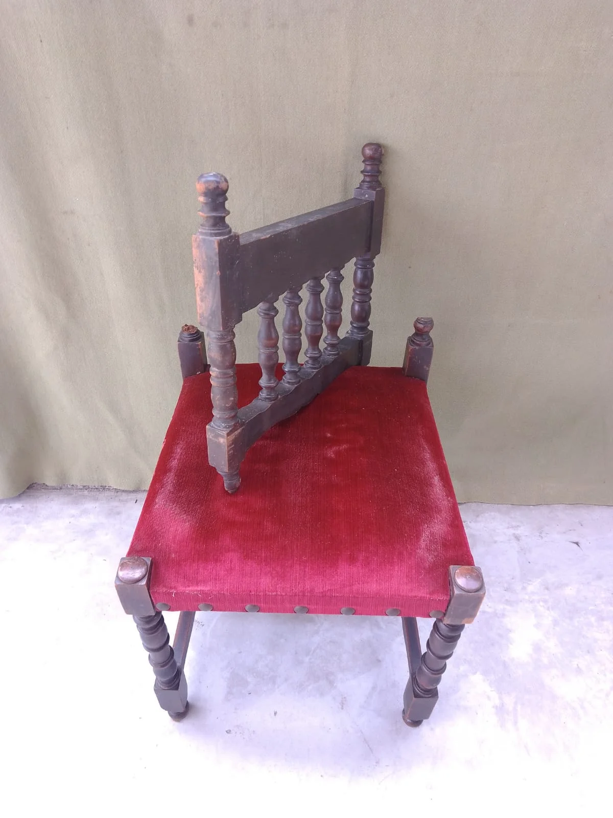 Juego 6 Sillas Estilo Español madera y pana — foto 7