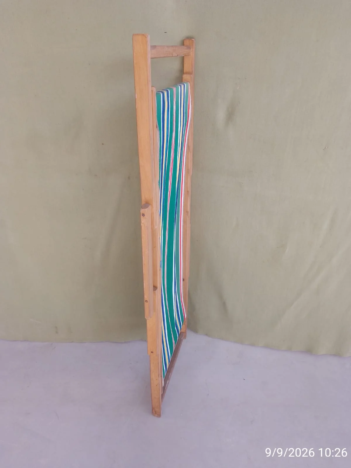 Reposera plegable de madera y tela — foto 7