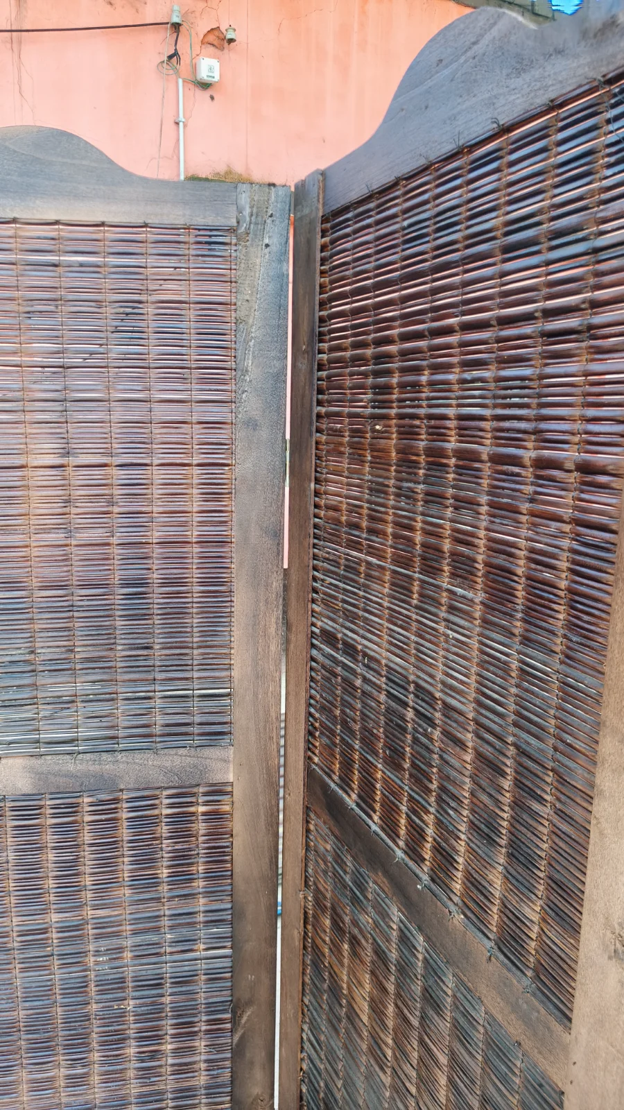 Biombo de madera y junco 4 hojas — foto 5