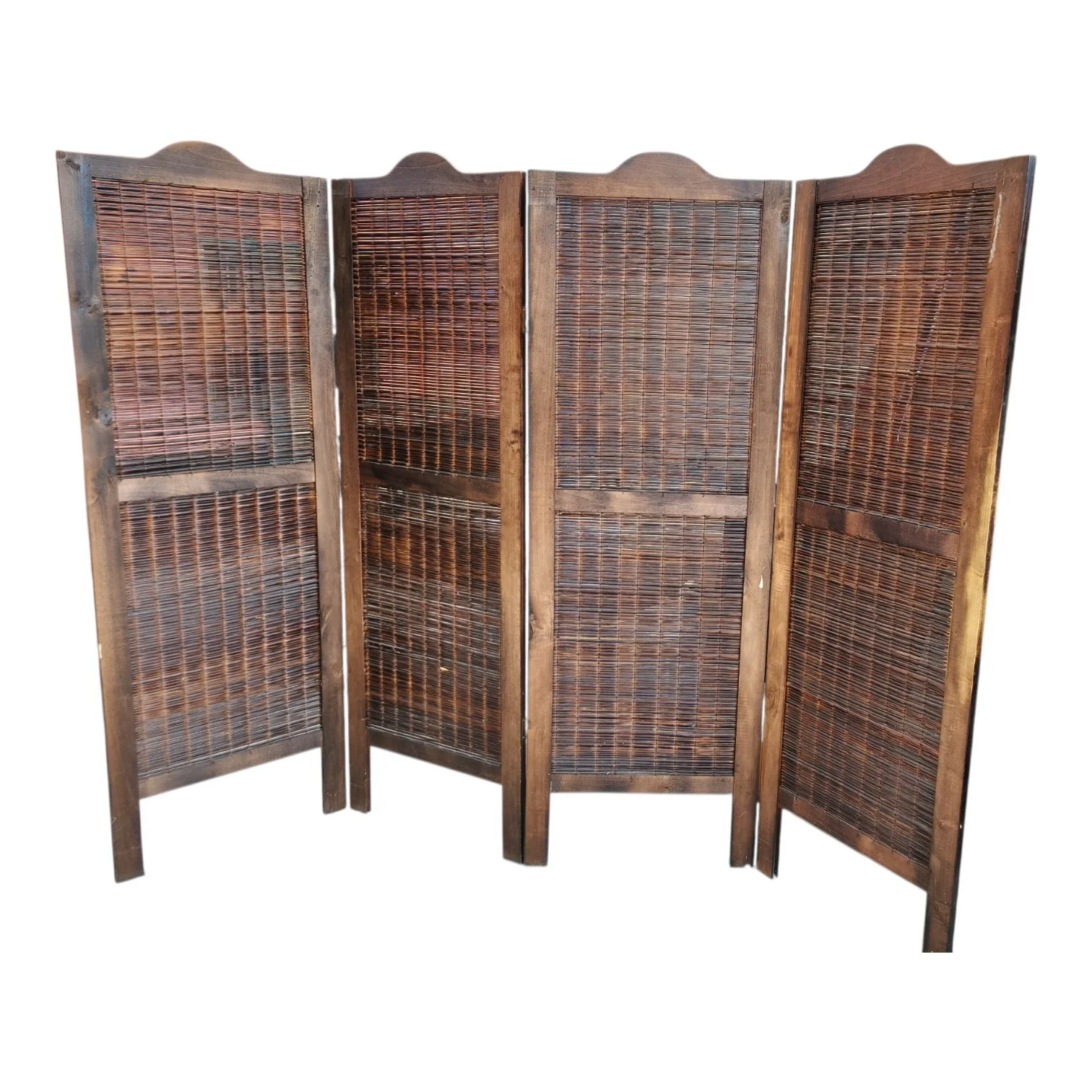Biombo de madera y junco 4 hojas