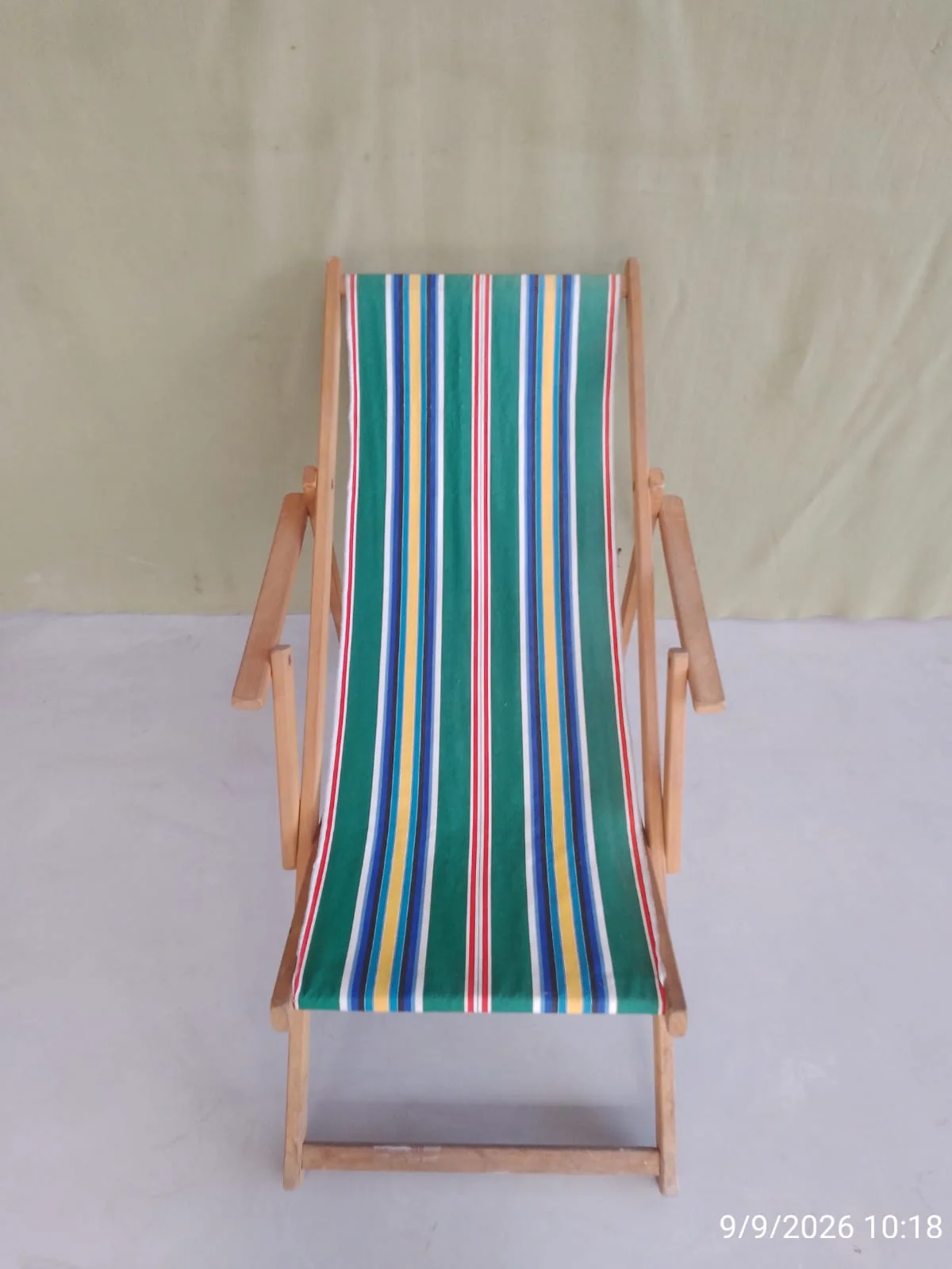 Reposera plegable de madera y tela — foto 4