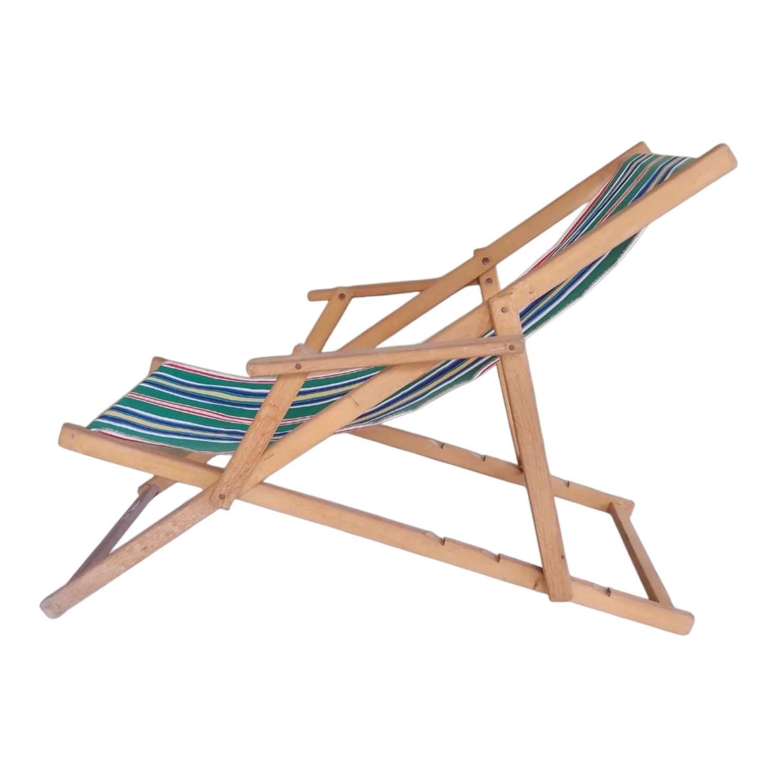 Reposera plegable de madera y tela