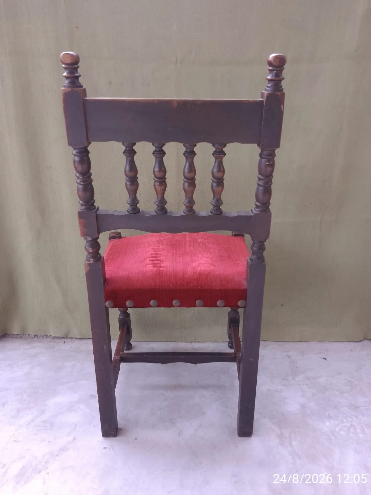 Juego 6 Sillas Estilo Español madera y pana — foto 6