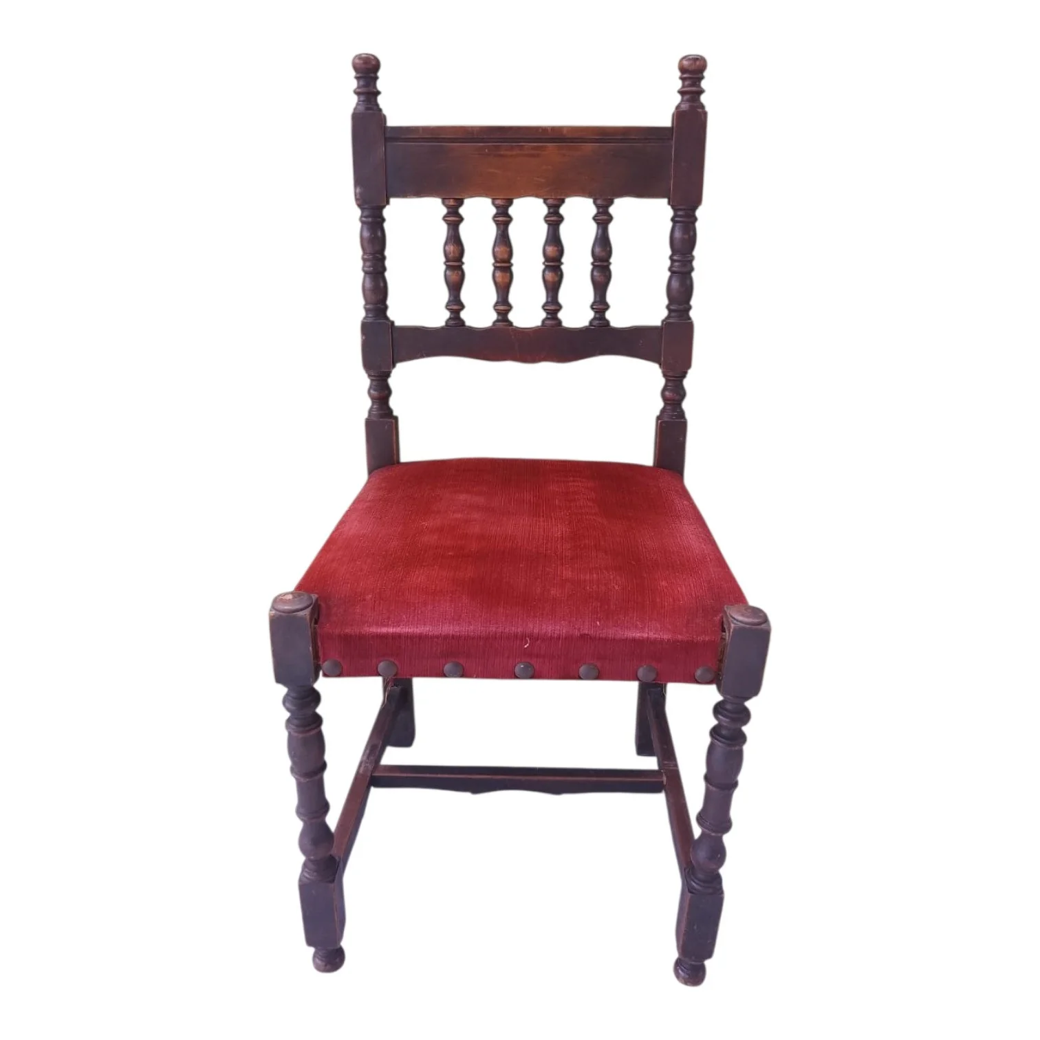 Juego 6 Sillas Estilo Español madera y pana