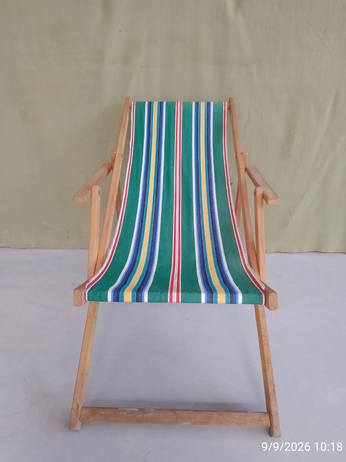 Reposera plegable de madera y tela — foto 3
