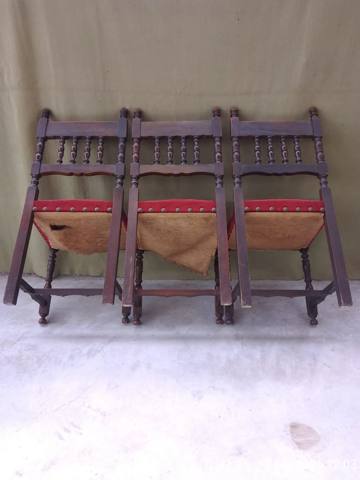 Juego 6 Sillas Estilo Español madera y pana — foto 9