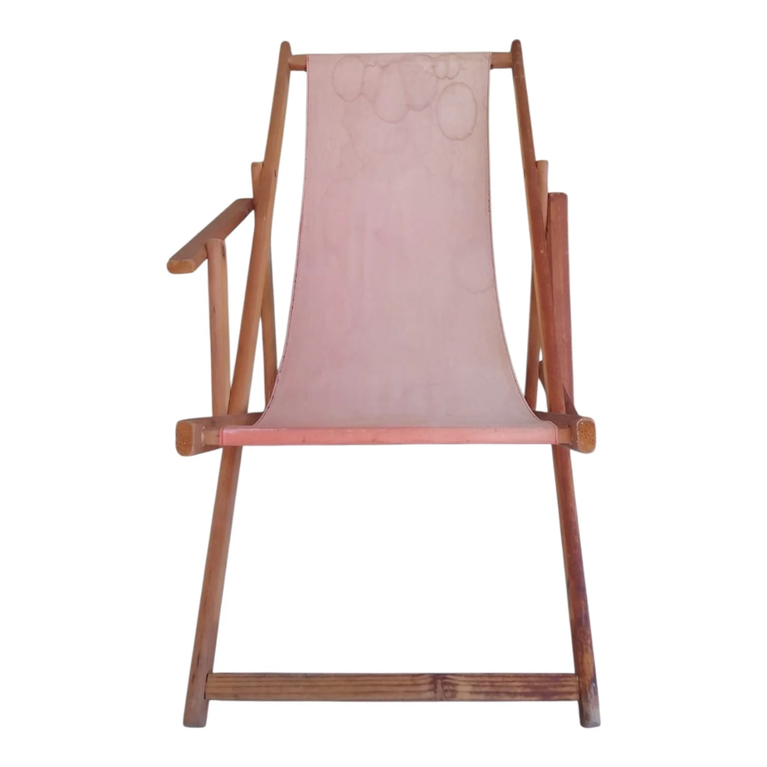 Reposera plegable de madera y tela naranja — foto 2