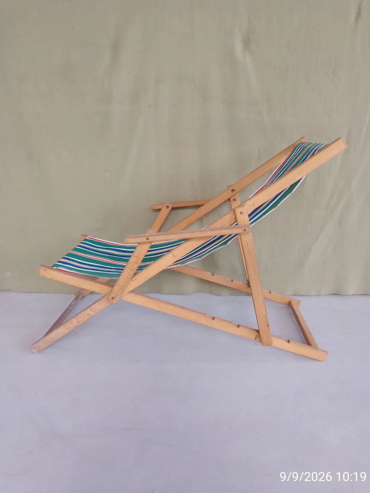 Reposera plegable de madera y tela — foto 6