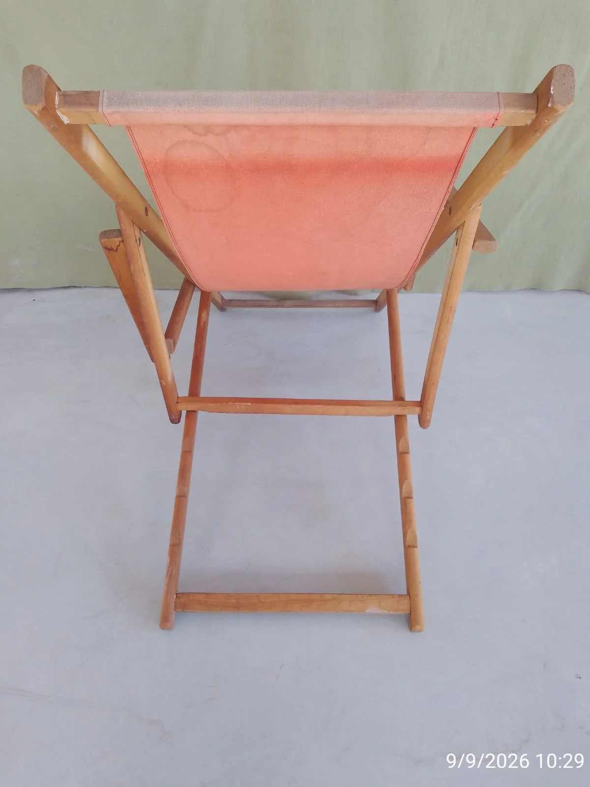 Reposera plegable de madera y tela naranja — foto 7