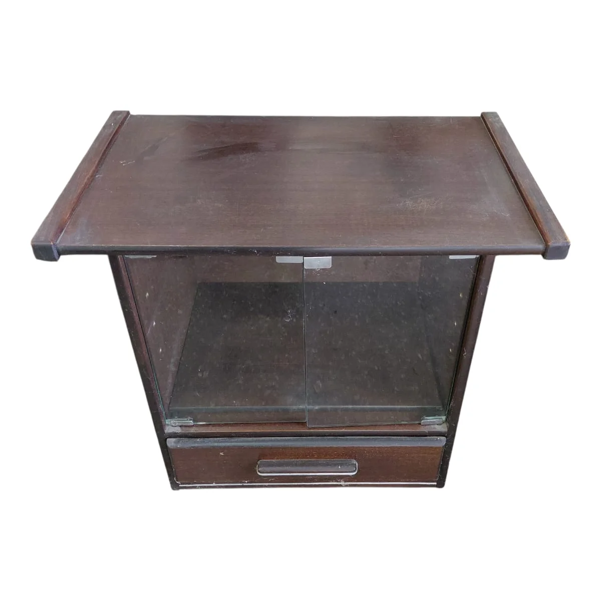 Mesa De Apoyo con Puertas De Vidrio y Cajón Cubiertero
